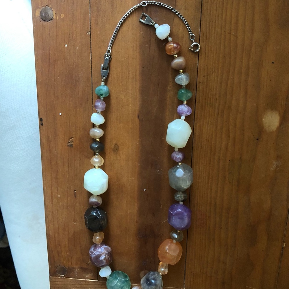 Vintage Lucite Geometric Gemstones Necklace